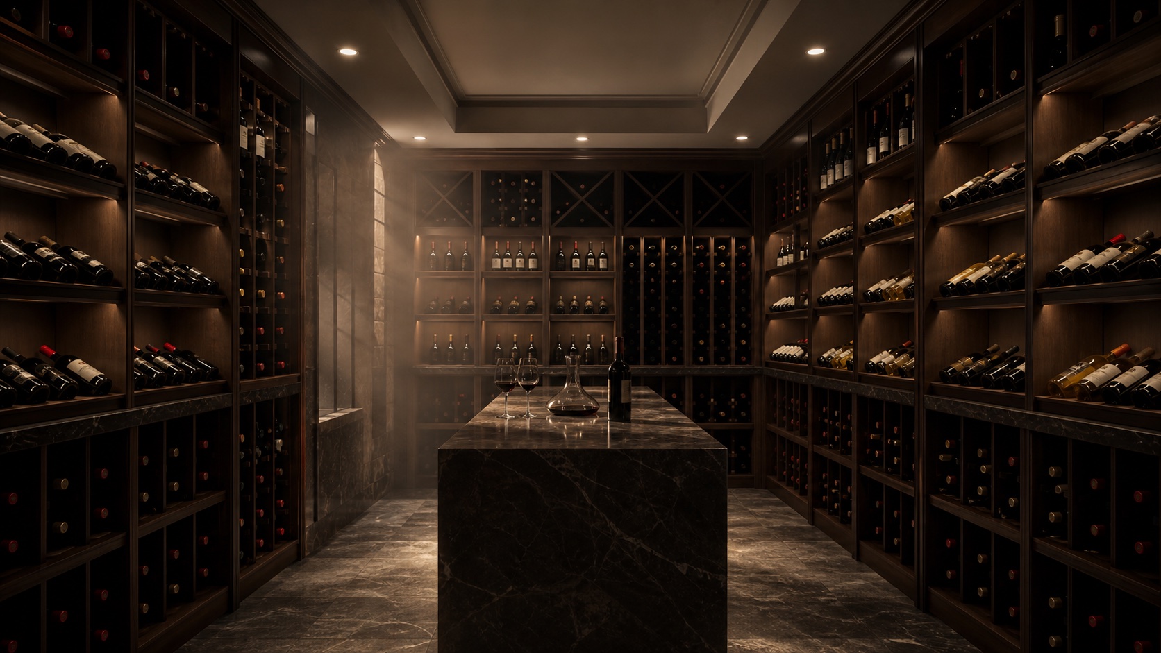Cava privada de madera y mármol
